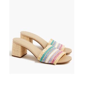 New in Box J Crew Factory Rainbow Raffia woven mule heel